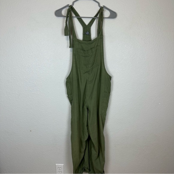 Aerie Slouchy Ankle Green Lightweight Tencel Overalls - Picture 5 of 6